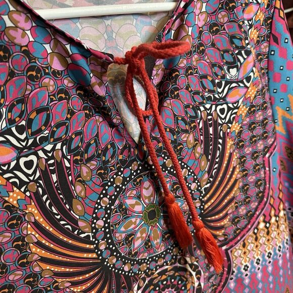 Urban Coco Women's Bohemian Tunic Size XL, Relaxed Beautiful Colorful Blouse - Picture 4 of 5